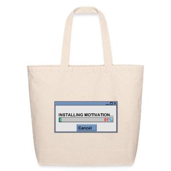 Retro Pixel Art Installing Motivation 1% - Eco-Friendly Cotton Tote - natural - Front