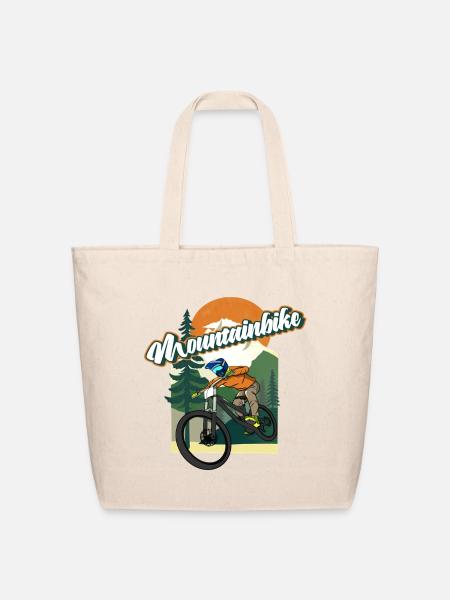Mountainbike Rider at Sunset - Eco-Friendly Cotton Tote - natural