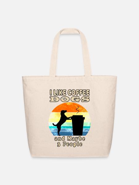 Coffee Dogs and Maybe 3 People - Eco-Friendly Cotton Tote - natural