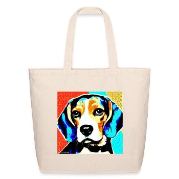 Pop Art Beagle Portrait - Eco-Friendly Cotton Tote - natural - Front