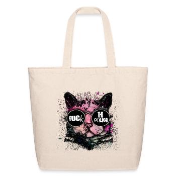 Rebel Cat Neon Splash Glasses - Eco-Friendly Cotton Tote - natural - Front