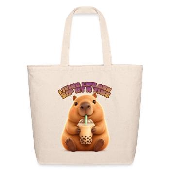 Sip Life Capybara Bubble Tea - Eco-Friendly Cotton Tote - natural - Front