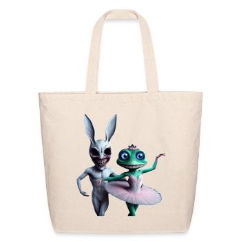 Gothic Bunny Monster & Frog Ballerina  - Eco-Friendly Cotton Tote - natural - Front