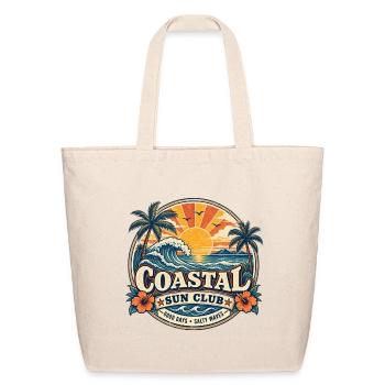 Coastal Sun Club Vintage Waves - Eco-Friendly Cotton Tote - natural - Front