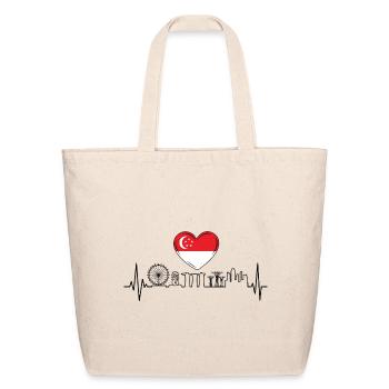 Singapore Skyline Heartbeat Asian - Eco-Friendly Cotton Tote - natural - Front