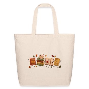 Gift for Book Lovers - Reading Doodle Mascots - Eco-Friendly Cotton Tote - natural - Front