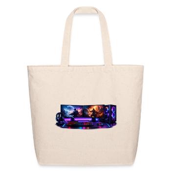 Neon Dual Monitor Gamerscape - Eco-Friendly Cotton Tote - natural - Front