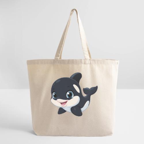 Playful Cartoon Baby Orca with Sweet Smile - Eco-Friendly Cotton Tote