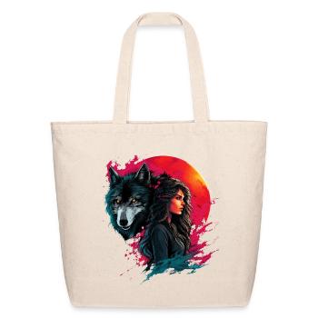 Wolf Moon Warrior Fantasy Art - Eco-Friendly Cotton Tote - natural - Front