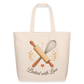 Baked with Love Kitchen Whimsy - Eco-Friendly Cotton Tote - natural - Front