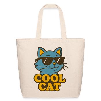 Cool Cat Retro Sunglasses - Eco-Friendly Cotton Tote - natural - Front