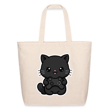 Midnight Kitty Gamer - Eco-Friendly Cotton Tote - natural - Front
