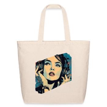 Pop Art Headphone Portrait - Eco-Friendly Cotton Tote - natural - Front