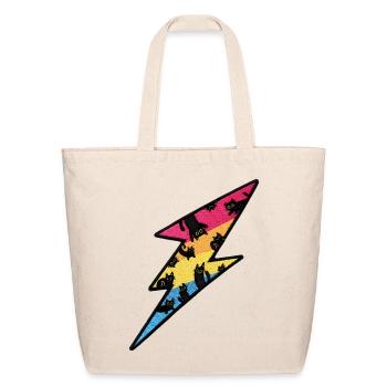 Colorful Black Cat Thunderbolt Patch - Eco-Friendly Cotton Tote - natural - Front