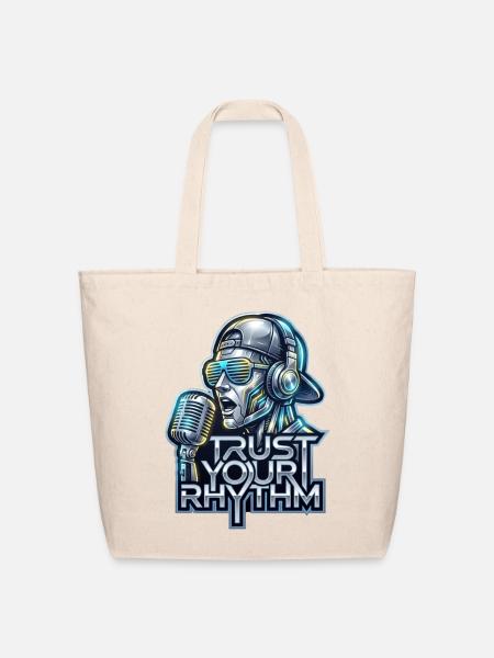 Trust Your Rhythm - Futuristic Music Robot - Eco-Friendly Cotton Tote - natural