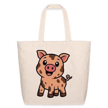 Dirty Happy Piglet - Eco-Friendly Cotton Tote - natural - Front