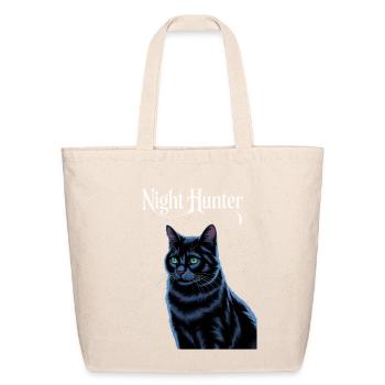 Night Hunter: Midnight Blue Cat - Eco-Friendly Cotton Tote - natural - Front