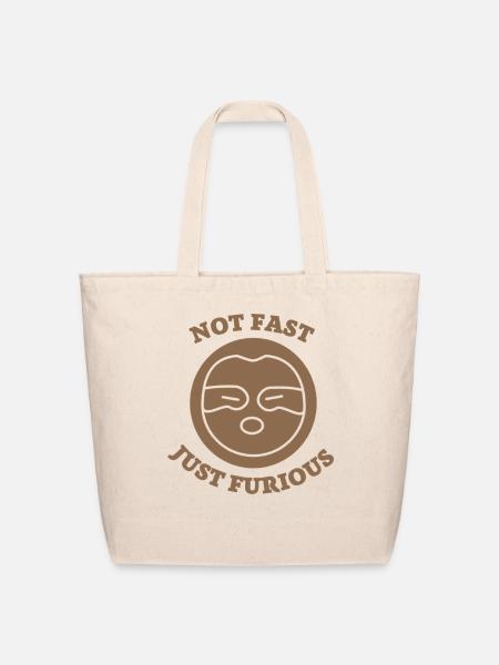 Not Fast Just Furious Emoticon - Eco-Friendly Cotton Tote - natural