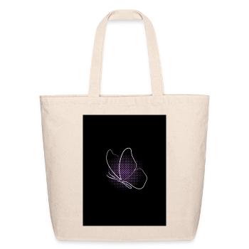 Minimalist Line Art Butterfly with Purple Halftone - Eco-Friendly Cotton Tote - natural - Front