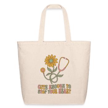 Blooming Heartbeat Stethoscope - Eco-Friendly Cotton Tote - natural - Front