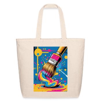 Vivid Splash Paintbrush - Eco-Friendly Cotton Tote - natural - Front