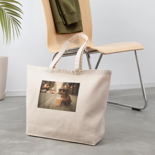 Funny Dachshund Iced Coffee Lover Tee - Eco-Friendly Cotton Tote