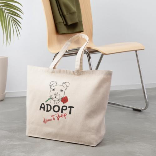 Retro Adopt Dont Shop Cute Puppy Rose Tee - Eco-Friendly Cotton Tote