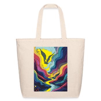 Psychedelic Gorge Bird Silhouette - Eco-Friendly Cotton Tote - natural - Front
