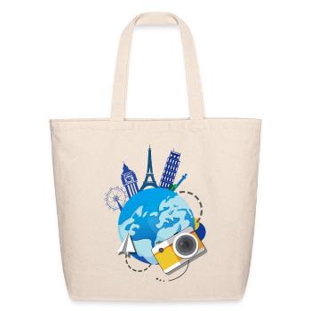 Globe Travel Montage - Eco-Friendly Cotton Tote - natural - Front