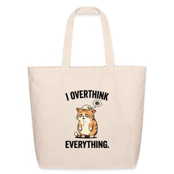 Overthink Everything Cat - Eco-Friendly Cotton Tote - natural - Front