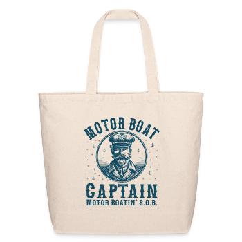 Motor Boat Captain Funny Pontoon Boating Lake - Eco-Friendly Cotton Tote - natural - Front