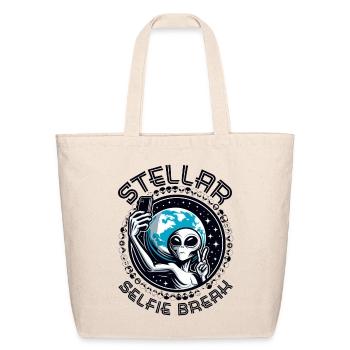 Alien Selfie: Stellar Selfie Break! - Eco-Friendly Cotton Tote - natural - Front