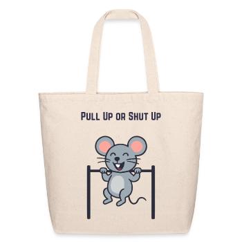 Mouse doing pull ups - Eco-Friendly Cotton Tote - natural - Front