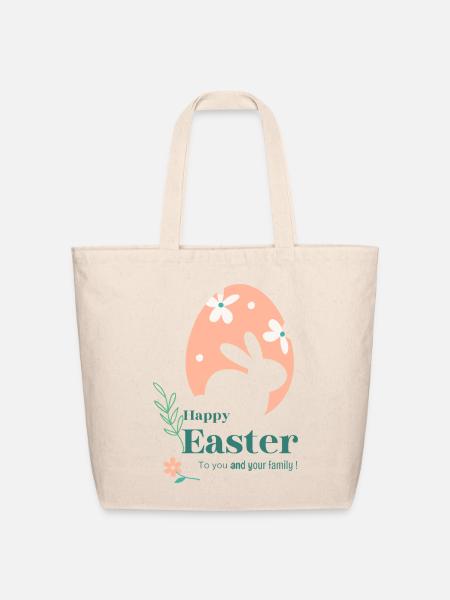 Pastel Easter Bunny Silhouette - Eco-Friendly Cotton Tote - natural