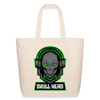 Skull Head Logo Art Design – Bold Gothic T-Shirt G - Eco-Friendly Cotton Tote - natural - Front