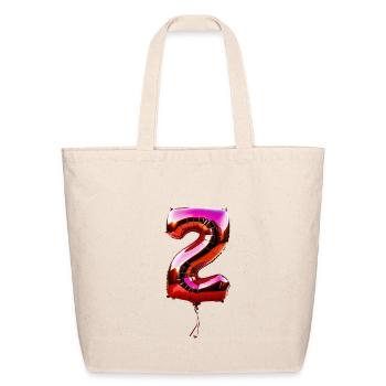 Shimmering Number Two Balloon Design - Eco-Friendly Cotton Tote - natural - Front