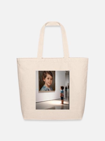 Child Gaze at Portrait - Eco-Friendly Cotton Tote - natural