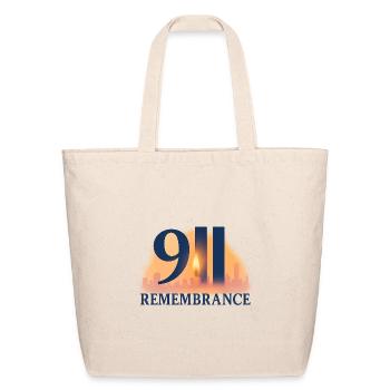 911 Remembrance Candle Skyline Design - Eco-Friendly Cotton Tote - natural - Front