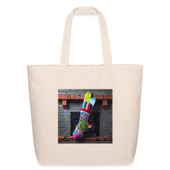 Naughty List Graffiti Sock - Eco-Friendly Cotton Tote - natural - Front