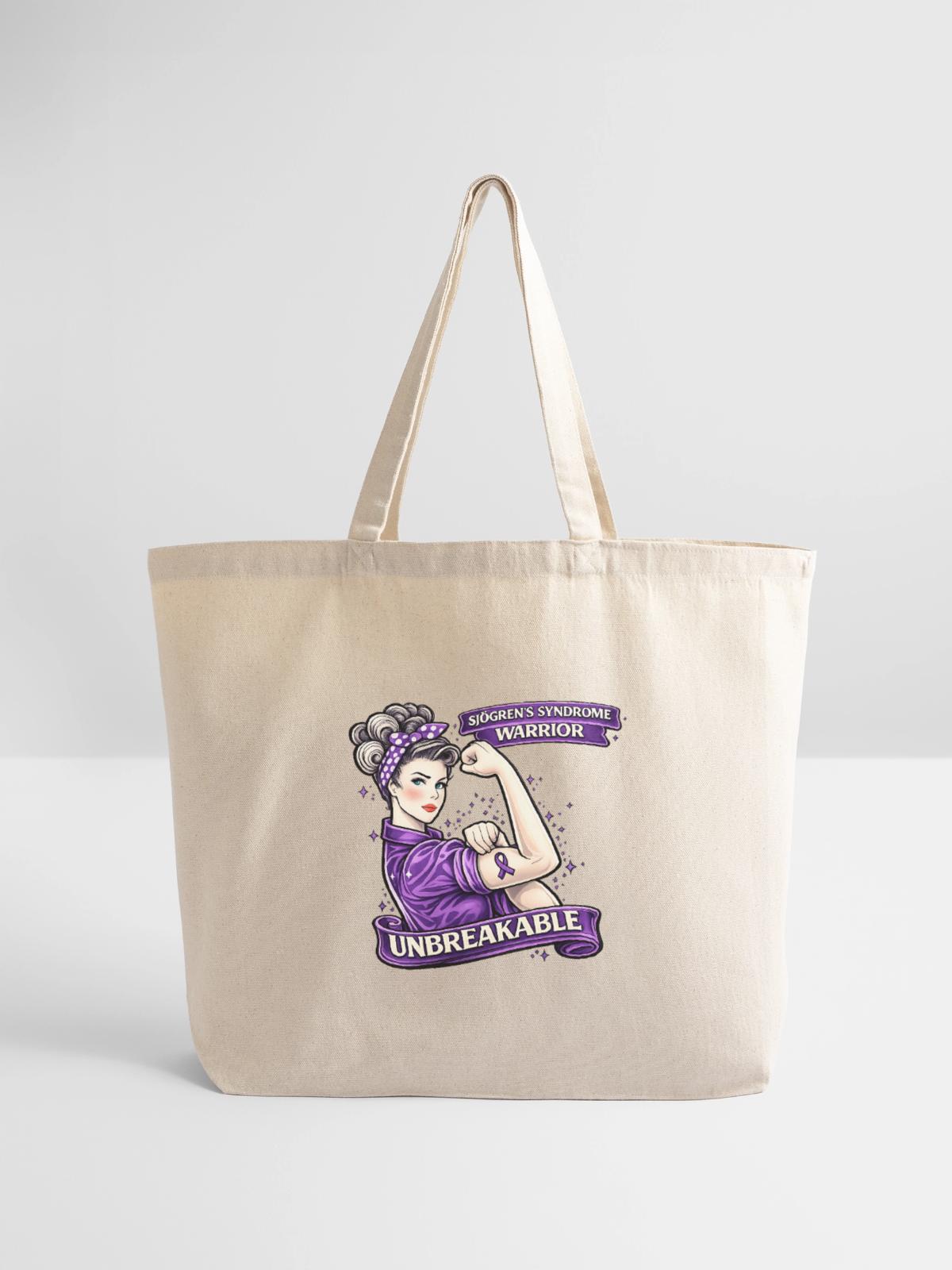Unbreakable Sjögren's Warrior - Eco-Friendly Cotton Tote - natural - Front