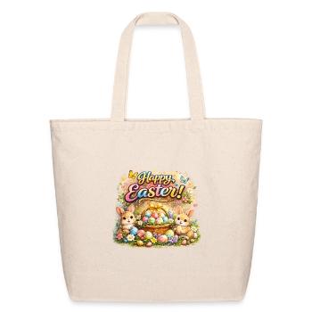 Easter Bunnies and Basket Eggs - Eco-Friendly Cotton Tote - natural - Front