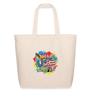 USA Icon Pop Art Mosaic - Eco-Friendly Cotton Tote - natural - Front