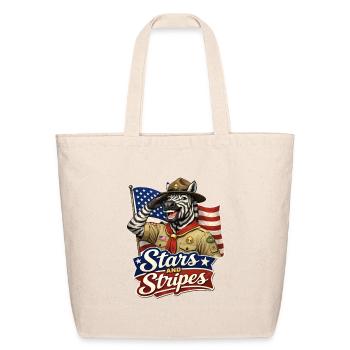 Zebra Scout Stars and Stripes - Eco-Friendly Cotton Tote - natural - Front