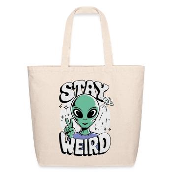 Stay Weird Alien Peace Tee - Sac fourre-tout en coton naturel - naturel - Devant