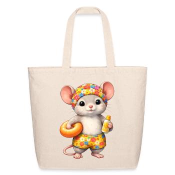 Cute Mouse on Summer Vacation - Eco-Friendly Cotton Tote - natural - Front