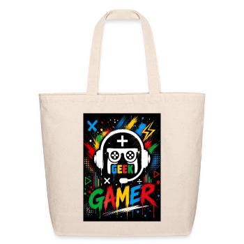 Gamer Geek Neon Splash - Eco-Friendly Cotton Tote - natural - Front