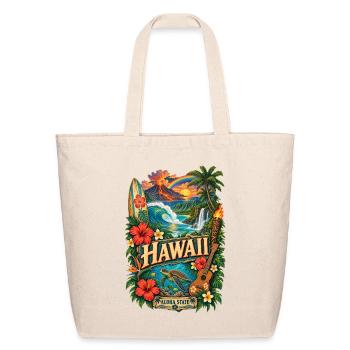 Vintage Hawaii Tattoo Style Aloha State Graphic - Eco-Friendly Cotton Tote - natural - Front