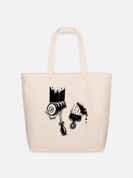 Paint Roller & Brush - Eco-Friendly Cotton Tote - natural