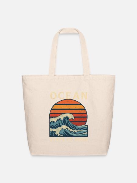 Ocean State of Mind Waves - Eco-Friendly Cotton Tote - natural