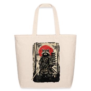Raccoon Samurai Under Red Sun - Eco-Friendly Cotton Tote - natural - Front